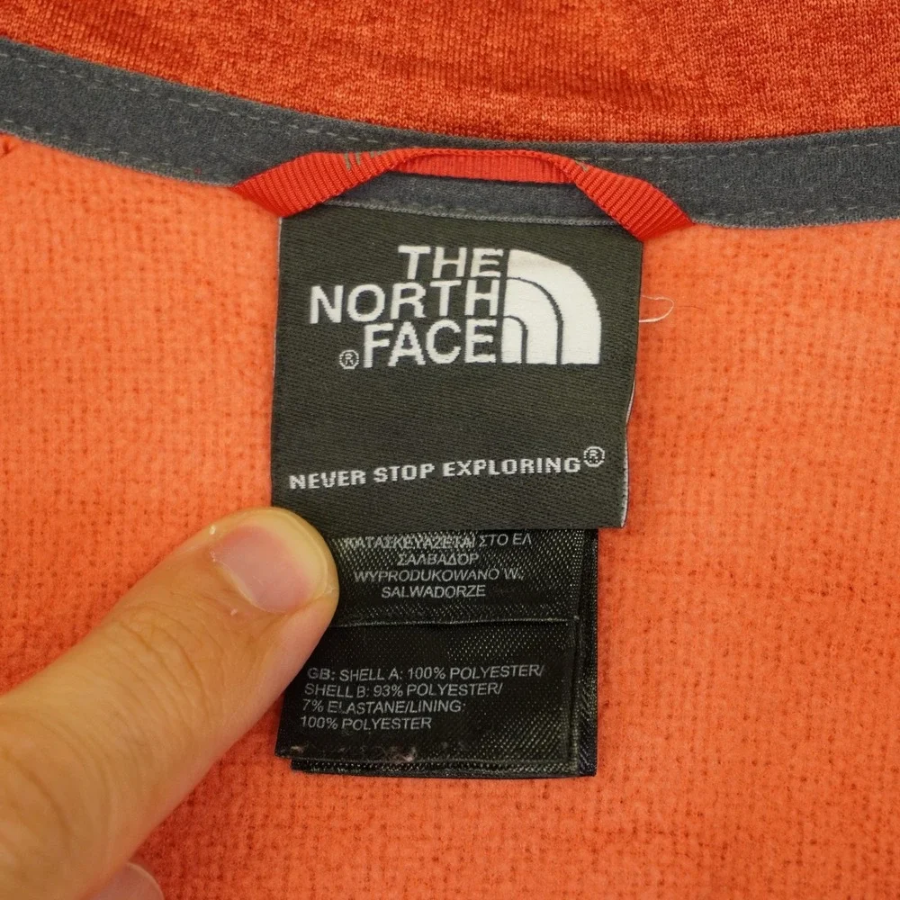The North Face Pullover Men XL Orange Quarter Zip Heathered Activewear Pocket